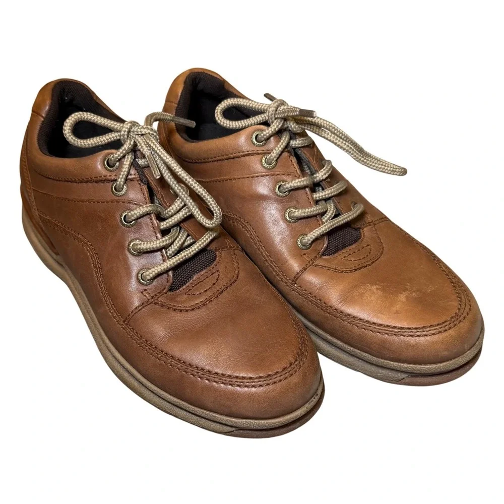 Rockport Mens Size 8 Brown Leather Casual Oxford Shoes Comfort Walking Lace Up